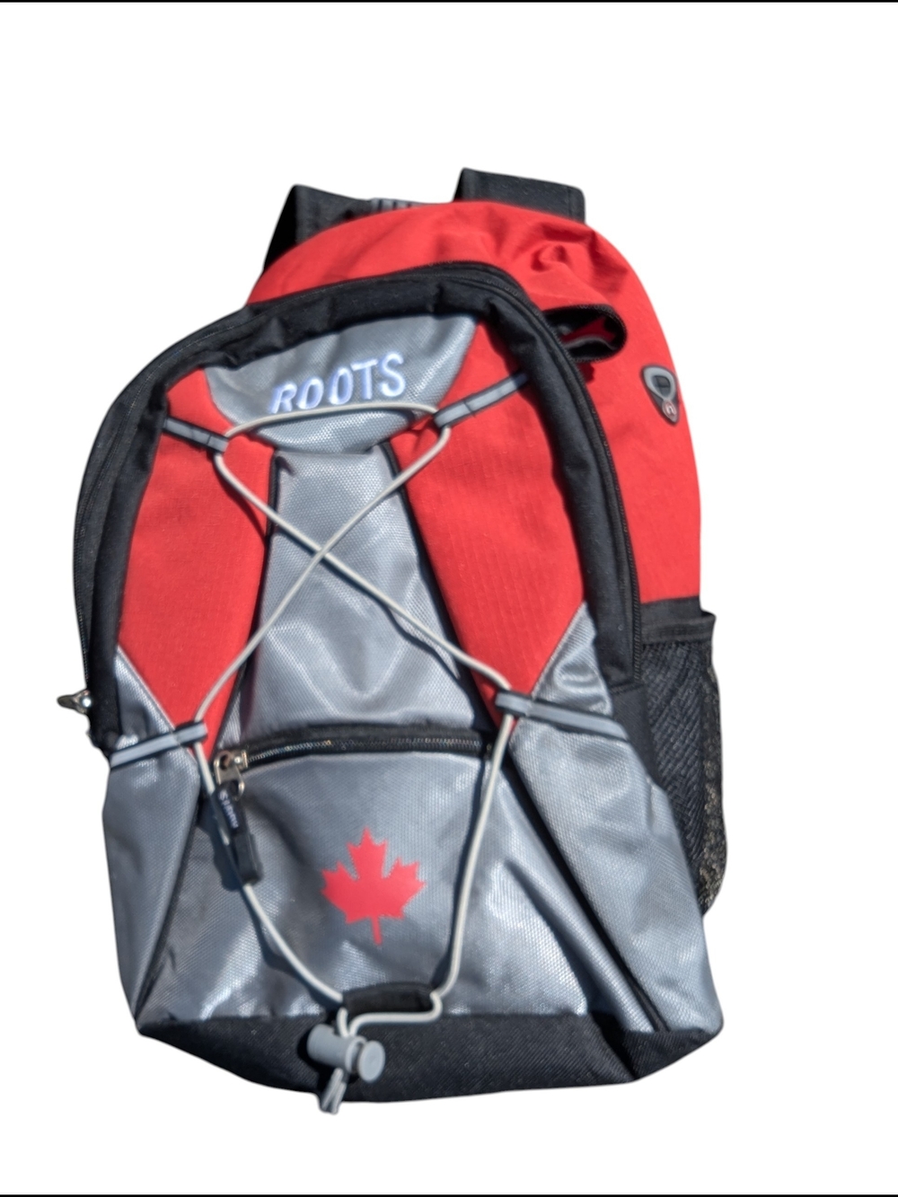 Roots Red, Gray And Black Backpack with Maple Detail
